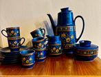 Opaline retro theeservies donkerblauw, Compleet servies, Overige materialen, Overige stijlen, Ophalen of Verzenden