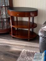 Selva made in italy  ovale sidetable met leren bovenblad, Kersenhout, 100 tot 150 cm, Gebruikt, Ophalen