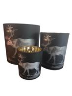 COLMORE zwart glazen windlicht RENDIER 3 verschillende maten, Overige materialen, Ophalen of Verzenden, Info@colmore.nl, Colmore