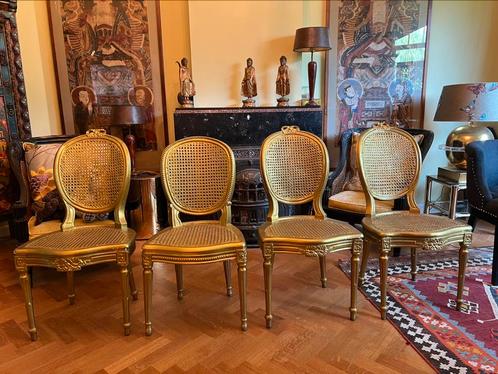 4 prachtige gouden antieke lodewijk xvi stoelen, Antiek en Kunst, Antiek | Meubels | Stoelen en Banken, Ophalen