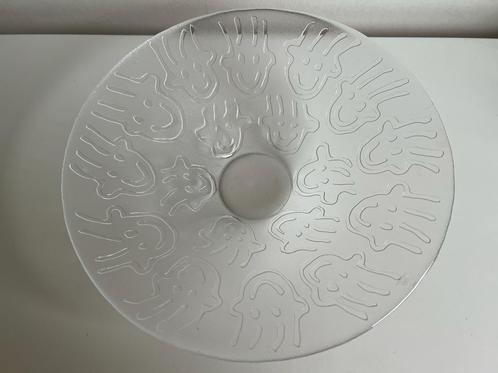 Vintage Orrefors Grote Schaal ‘Happy Faces’~M.Rytkonen 80’s, Huis en Inrichting, Woonaccessoires | Schalen en Manden, Zo goed als nieuw