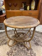 Vintage rotan tafeltje rond riet, Ophalen, Minder dan 55 cm, Gebruikt, Rond
