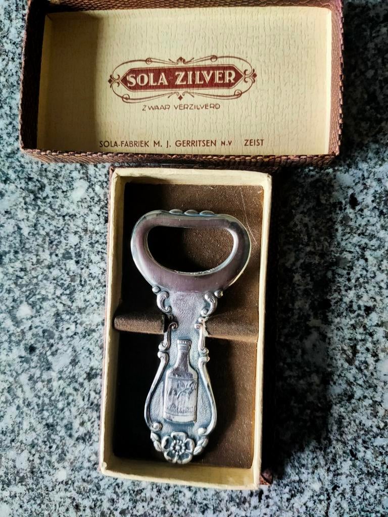 Zwaar verzilverde flessen opener, Antiek en Kunst, Ophalen of Verzenden