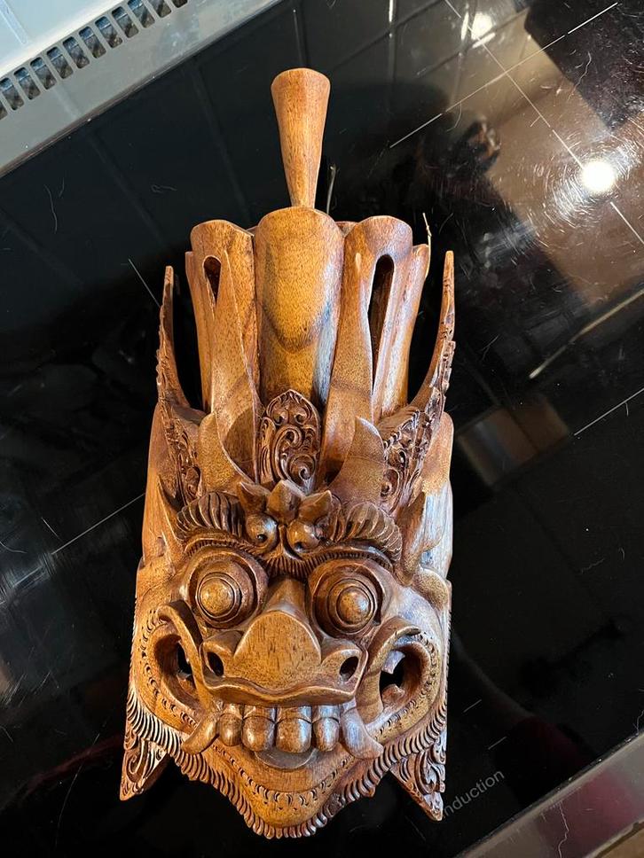 Balinees Houten Masker. Ongeveer 43 bij 20 cm, Antiek en Kunst, Kunst | Niet-Westerse kunst, Ophalen of Verzenden