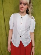 Vintage witte blouse - wit - shirt - top -gouden knopen 38/M, Maat 38/40 (M), Wit, Ophalen of Verzenden, Vintage