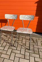 Retro formica stoelen fifties sixties, Huis en Inrichting, Stoelen, Ophalen, Gebruikt, Twee, Wit