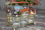 Vintage Glazenhouder met Suske en Wiske Glazen, Ophalen, Gebruikt, Frisdrankglas