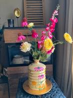 Prachtige Zijden bloemen in Handbeschilderde vass, Ophalen of Verzenden, Zo goed als nieuw