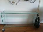 Sidetable van glas hoogte 70 Lengte 125 Diepte 30 cm, Huis en Inrichting, Tafels | Sidetables, Ophalen, 100 tot 150 cm, Glas, Zo goed als nieuw