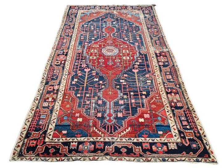 Handgeknoopt Perzisch wol Antiek Nahavand tapijt 148x240cm, Huis en Inrichting, Stoffering | Tapijten en Kleden, Gebruikt, 100 tot 150 cm