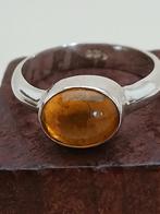 Zilveren Ring met Gele Steen - Maat 17.45, Ophalen of Verzenden