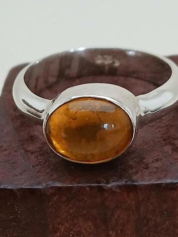Zilveren Ring met Gele Steen - Maat 17.45 beschikbaar voor biedingen