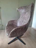 Leren Draai Fauteuil Grijs/Zwart, Ophalen, 75 tot 100 cm, Zo goed als nieuw, Metaal