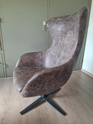 Leren Draai Fauteuil Grijs/Zwart beschikbaar voor biedingen