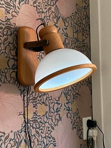 Vintage mushroom houten wandlamp 