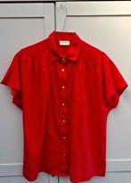 Vintage blouse, maat 42/XL - rood - katoen - 90's, ,, Maat 42/44 (L), Ophalen of Verzenden, Vintage