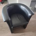 Gratis op te halen. Nog mooie zwarte skai lederen fauteuil, Huis en Inrichting, Ophalen, Zo goed als nieuw, Minder dan 75 cm, 50 tot 75 cm
