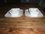 2 witte vierkante borden square servies + 2x2 schaaltjes, Nieuw, Ophalen of Verzenden, Bord(en), Effen