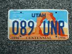 Kentekenplaat licenseplate Utah Arches Centennial 1996 USA, Verzamelen, Verzenden, Gebruikt, Auto's