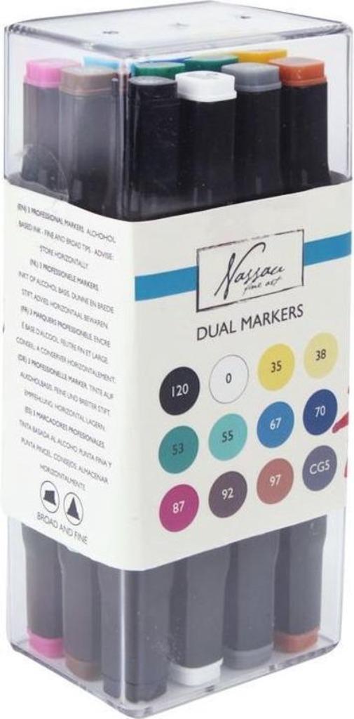 Nassau Fine Art DUO MARKERS - 12PCS [NIEUW], Kinderen en Baby's, Speelgoed | Educatief en Creatief, Nieuw, Ophalen of Verzenden