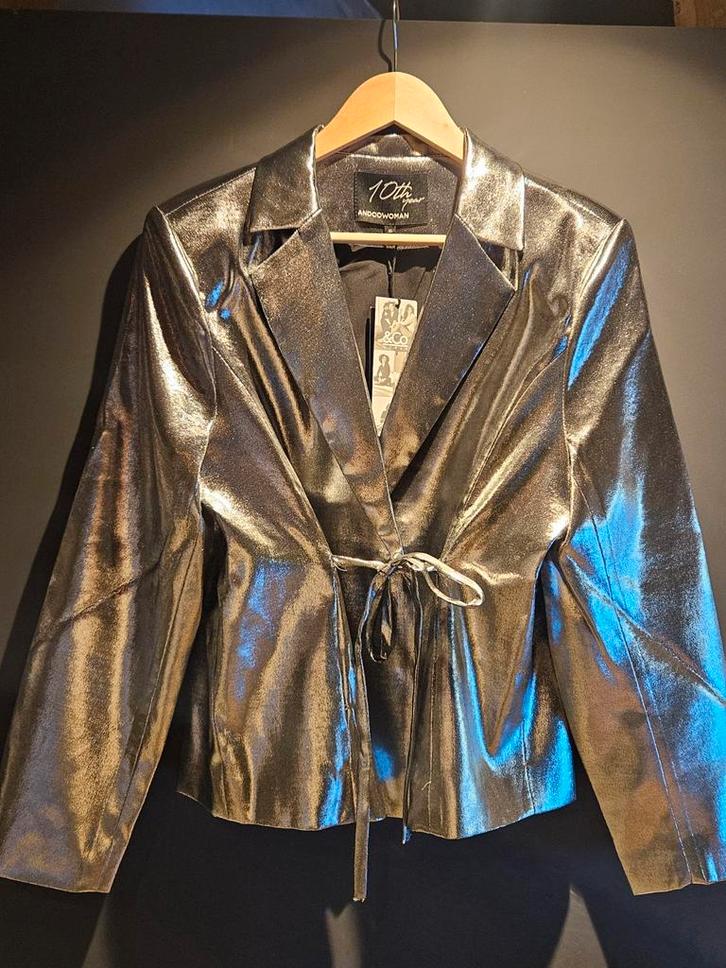 Zilveren jasje colbert blazer kerst maat 42 / XL, Kleding | Dames, Jasjes, Kostuums en Pakken, Nieuw, Jasje, Maat 42/44 (L), Overige kleuren