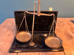 Messing weegschaal in koffer, Antiek en Kunst, Ophalen of Verzenden