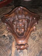 Mahoniehouten Console met Engelenkop, Antiek en Kunst, Kunst | Beelden en Houtsnijwerken, Ophalen of Verzenden