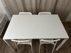 IKEA white dining table with 4 chairs – good condition, Ophalen, Overige materialen, 100 tot 150 cm, 50 tot 100 cm