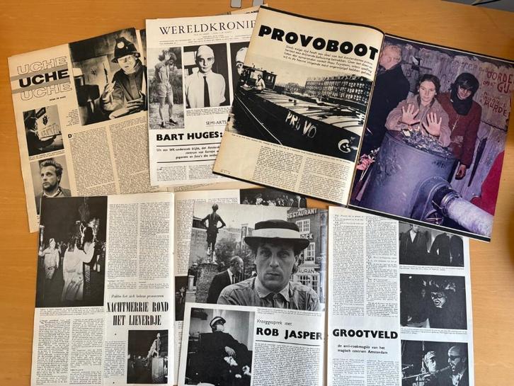 Originele PROVO-knipsels – Grootveld, Lieverdje etc., Verzamelen, Tijdschriften, Kranten en Knipsels, Knipsel(s), Nederland, 1960 tot 1980