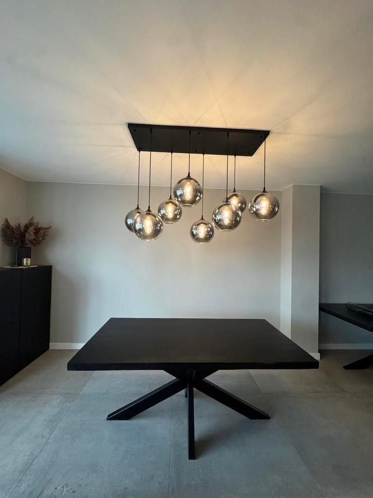 Eettafel zwart 180 x 90 matrixpoot spinpoot industrieel ZGAN, Huis en Inrichting, Tafels | Eettafels, Zo goed als nieuw, 50 tot 100 cm