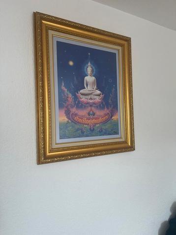 Boeddha Kunstwerk met Gouden Lijst - Spirituele Decoratie beschikbaar voor biedingen