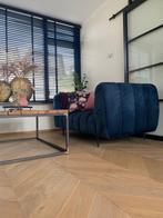 Blauw velvet bankstel - 2 en 3 zits, Huis en Inrichting, Banken | Bankstellen, Ophalen, 150 tot 200 cm, Driepersoons, 75 tot 100 cm