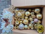 Doos vol luxe goudkleurige kersballen, Diversen, Kerst, Ophalen of Verzenden, Zo goed als nieuw