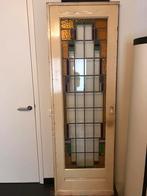 Set jaren 30 en-suite deuren glas in lood, Doe-het-zelf en Verbouw, Deuren en Horren, Schuifdeur, Minder dan 80 cm, Gebruikt, Glas
