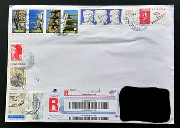 Frankrijk 1992 aangetekende brief – gemengde frankeerzegels beschikbaar voor biedingen