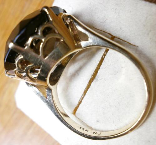 Gouden 18krt cocktail ring zeldzaam ca 1950, Sieraden, Tassen en Uiterlijk, Ringen, Zo goed als nieuw, Dame, 17 tot 18, Bruin