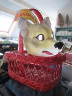 oude RODE RIETEN FLESSENMAND/flessenrek 6 vaks, Mand, Ophalen of Verzenden, Zo goed als nieuw, Riet