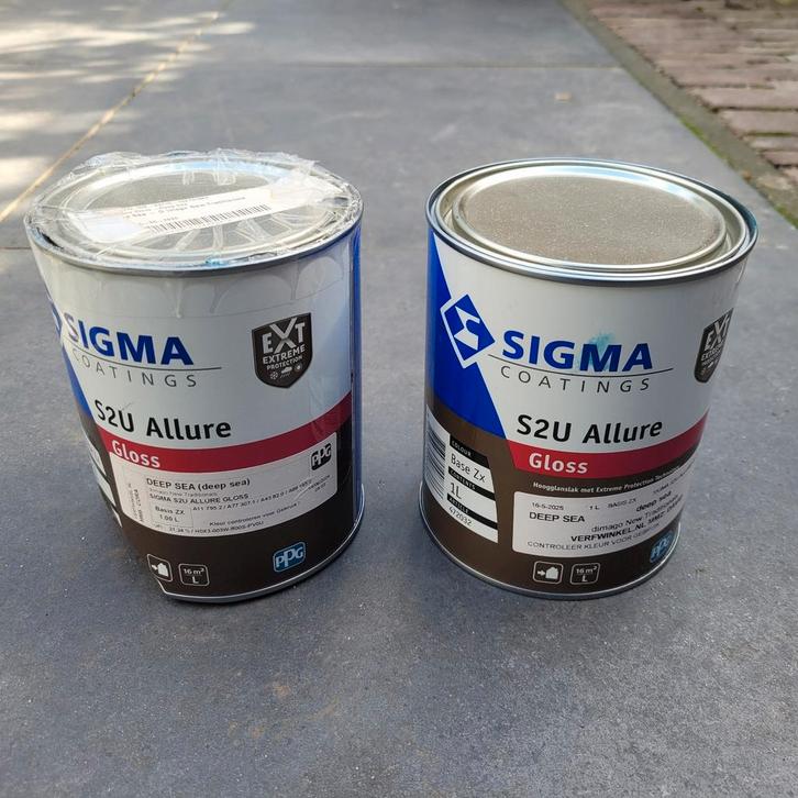2x Sigma S2U Allure Deep Sea Hoogglans Lak, Doe-het-zelf en Verbouw, Verf, Beits en Lak, Ophalen of Verzenden