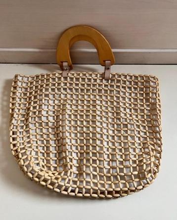 Nieuw hand gemaakte houten kralen schoudertas strandtas beschikbaar voor biedingen