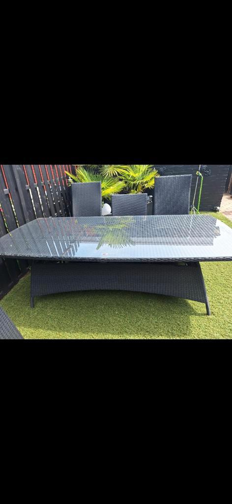 Mooie Wicker Tuinset - 6 Zitplaatsen, Tuin en Terras, Tuinsets en Loungesets, Gebruikt, Tuinset, Wicker, 8 zitplaatsen, Eettafel