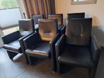 6 eetkamerstoelen, Huis en Inrichting, Ophalen, Gebruikt, Zwart, Leer