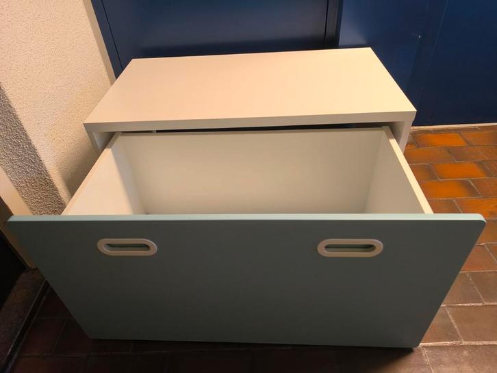 Blauwe IKEA Opbergkast / Ladekast met Wielen, Huis en Inrichting, Kasten | Ladekasten, Gebruikt, Minder dan 100 cm, 50 tot 100 cm