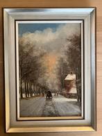 Schilderij olieverf op paneel winterlandschap, Ophalen of Verzenden