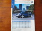 Volkswagen Golf Plus prijslijst (mei 2006), Ophalen of Verzenden, Nieuw, Volkswagen