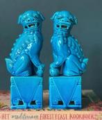 Set Chinese tempelhondjes in azuurblauwe kleur, Huis en Inrichting, Keuken | Servies, Verzenden, Nieuw, Porselein, Overige stijlen