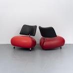2x Leolux Pallone Pa fauteuil 'Big Mama' oranje/rood, Huis en Inrichting, Fauteuils, Ophalen of Verzenden, Zo goed als nieuw, Leer