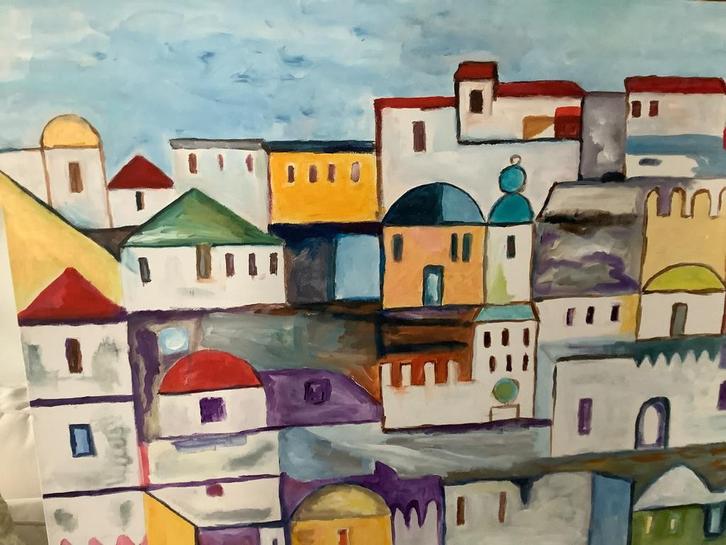 Marrokaans schilderij 110 x 120 cm, Antiek en Kunst, Kunst | Schilderijen | Modern, Ophalen