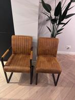 6 Stoelen: 4 zonder, 2 met leuning, Huis en Inrichting, Stoelen, Ophalen, Gebruikt, Bruin, Metaal