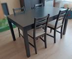 Zwarte uitschuifbare eettafel + 4 bijpassende stoelen, Huis en Inrichting, Tafels | Eettafels, Ophalen, Gebruikt, 50 tot 100 cm