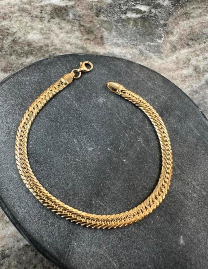 18K gouden Miami Cuban link armband, Sieraden, Tassen en Uiterlijk, Armbanden, Zo goed als nieuw, Goud, Goud, Ophalen of Verzenden